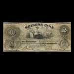 Canada, Molsons Bank, 2 piastres <br /> October 1, 1855