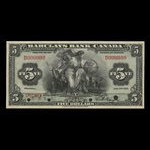 Canada, Barclays Bank, 5 dollars : January 2, 1935