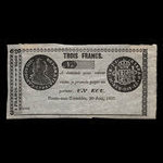 Canada, J.B. Cadieux, 3 francs <br /> June 20, 1837