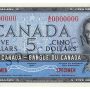 Bank note, blue, a frame of geometric patterns, a young woman with curly hair and a pearl necklace: Queen Elizabeth II.