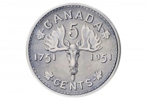 Coin design drawing with a moose on it.