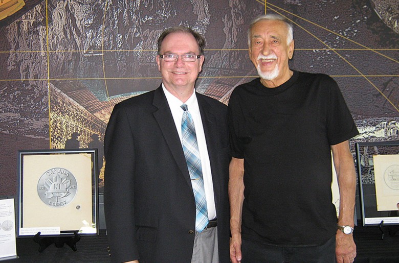 Two men and museum display