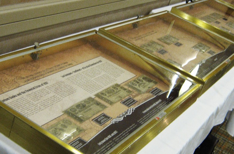 Display cases of bank notes