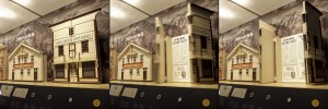 model building with front opening like doors