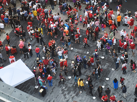 overhead view of crowd