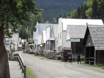 street of 19th century wooden buildings