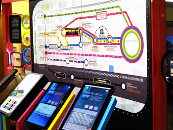 subway style map with monitors