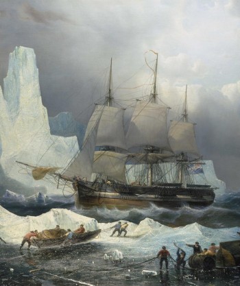 painting of ship in the Arctic