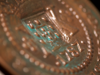 close up of model coin