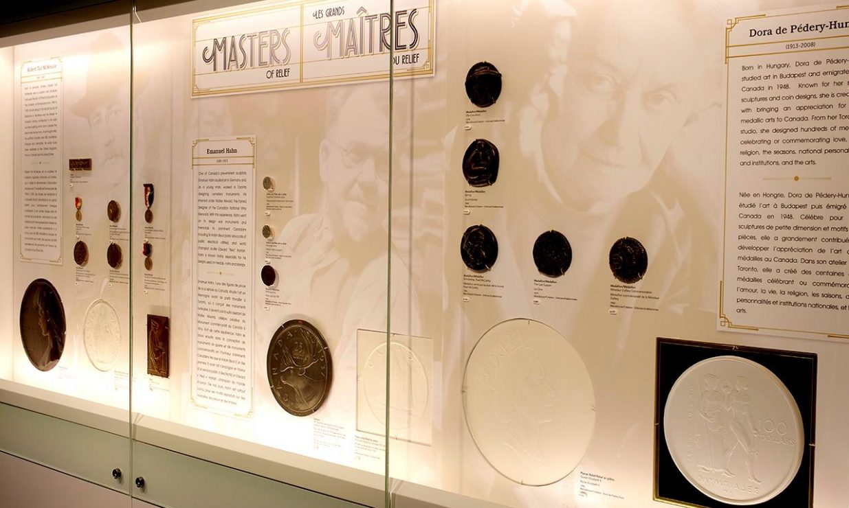 exhibit case of medals