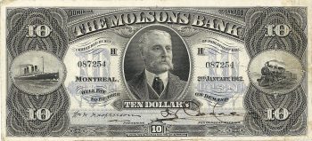 Molson Bank $10 bank note