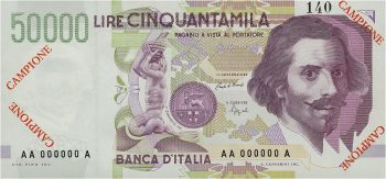 Italian bank note featuring Gian Lorenzo Bernini
