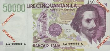 Italian bank note featuring Gian Lorenzo Bernini