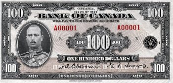 $100 Canadian bank note with Prince Henry, 1935