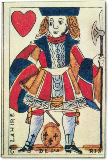 front of an 18th century jack of hearts playing card