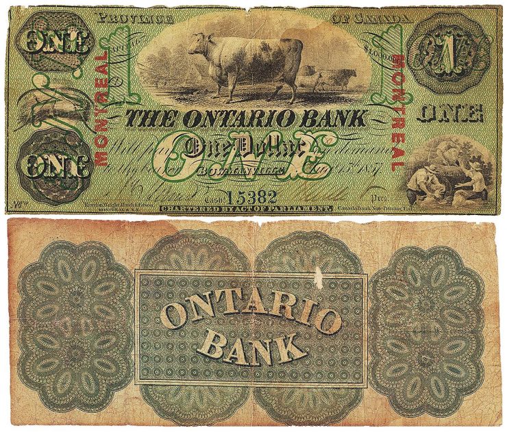 Ontario Bank $1 bill