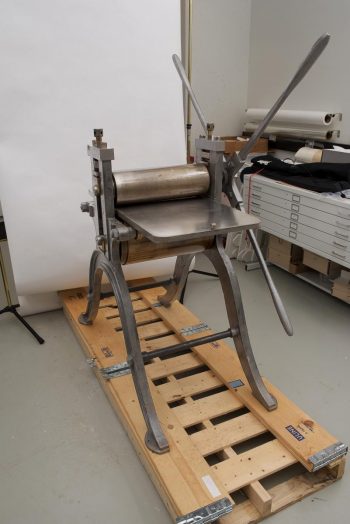 19th century print press, treated, in work space