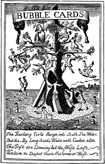 19th century Illustration of people leaping from a tree into water