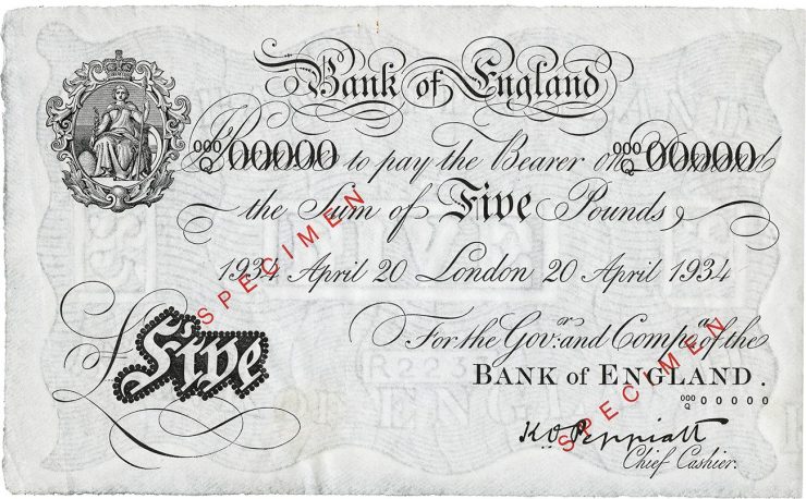 1934 British £5 note