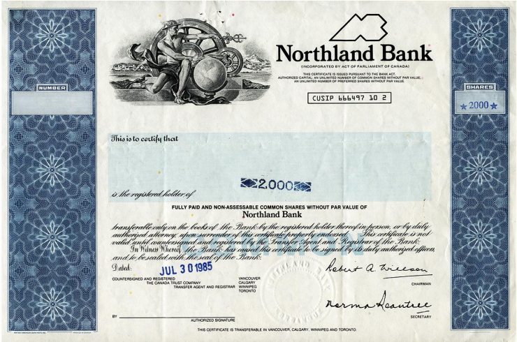 bank share certificate