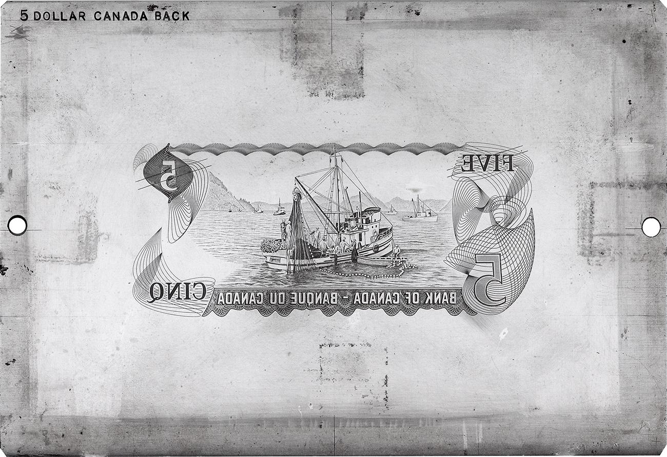 engraved printing plate of fishing boat