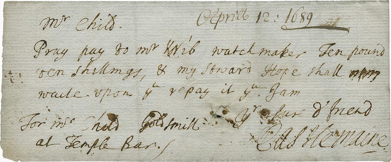 hand-written message indicating an amount of gold in storage hand-written message indicating an amount of gold in storage