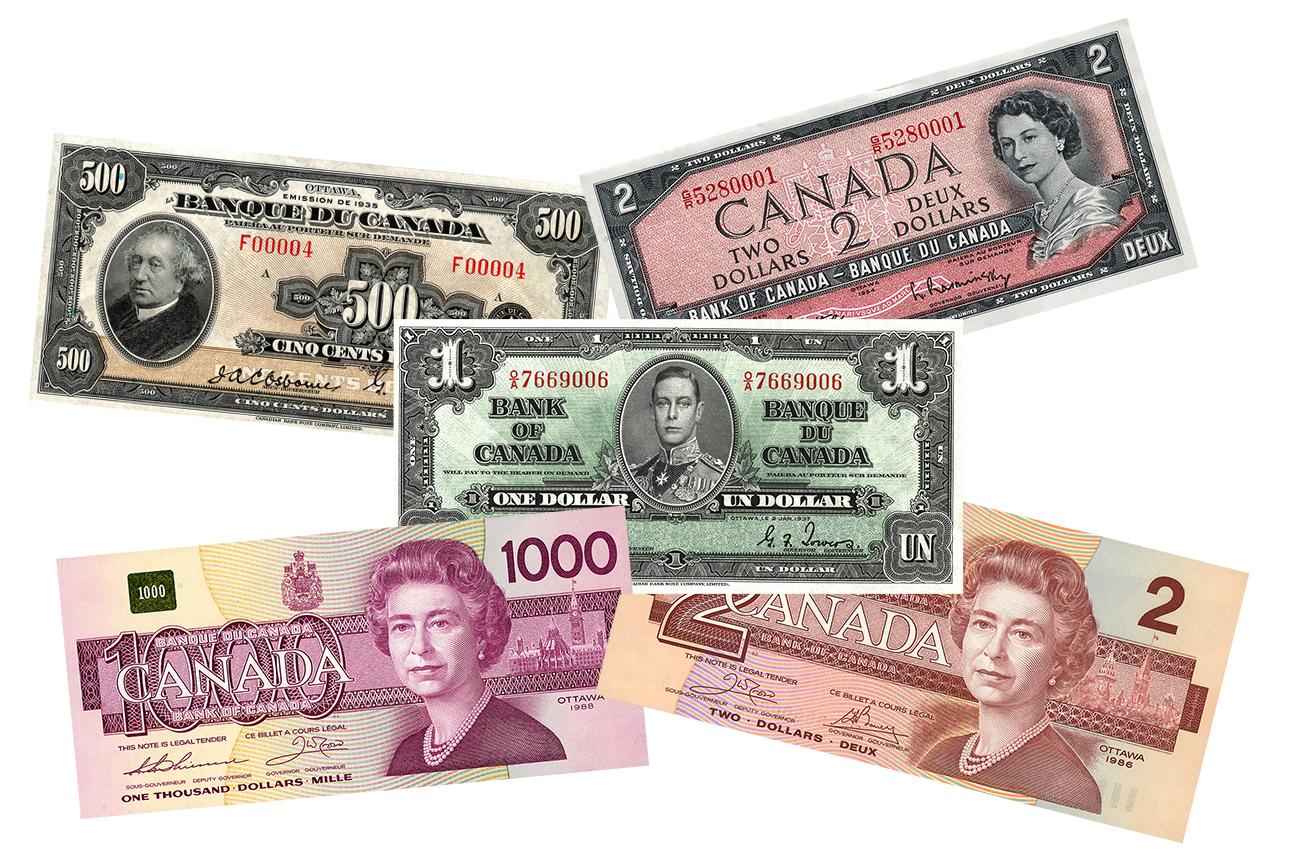 1935 $500 bill / 1937 $1 bill / 1954 $2 bill / 1986 $1000 bill 1935 $500 bill / 1937 $1 bill / 1954 $2 bill / 1986 $1000 bill