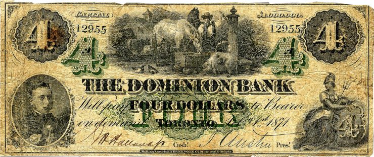 well-used, yellowed bank note