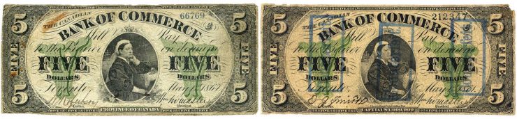 two 5 dollar notes with Queen Victoria two 5 dollar notes with Queen Victoria