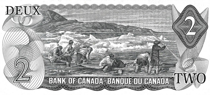 Black and white print of engraved image of Inuit hunting party.