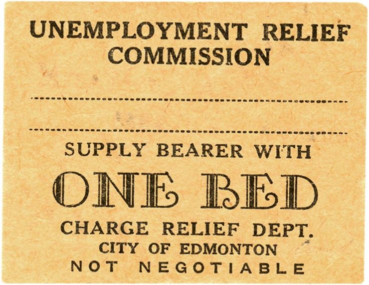 A Depression-era ticket for a free night of accommodation.