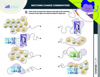 Document, form, images of Canadian coins and bank notes in different combinations.