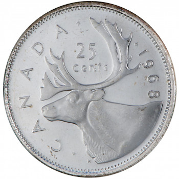 Coin, silver, with head of a caribou in profile.