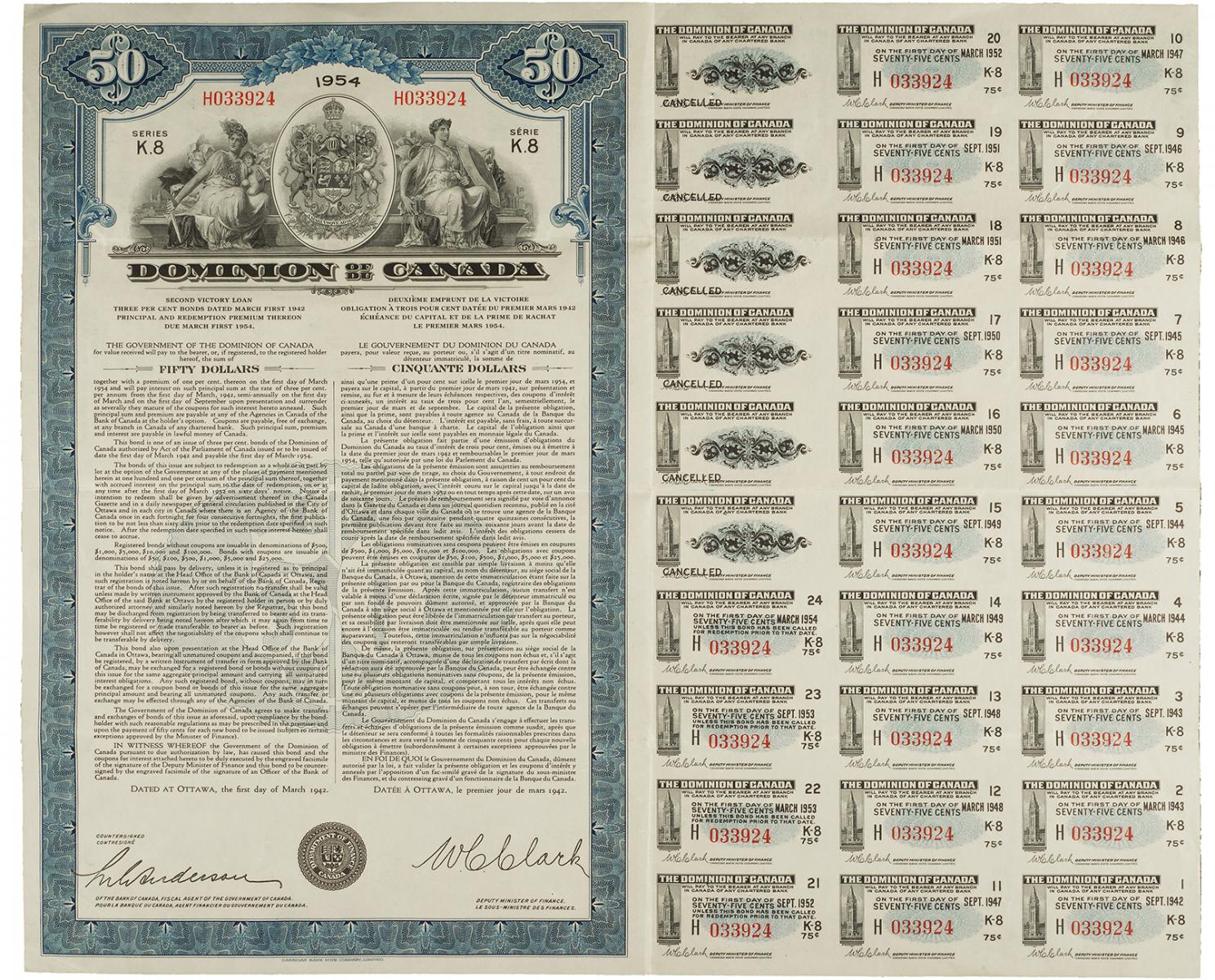 Certificate, elaborate geometrically patterned framework, with 30 tear-away coupons attached.