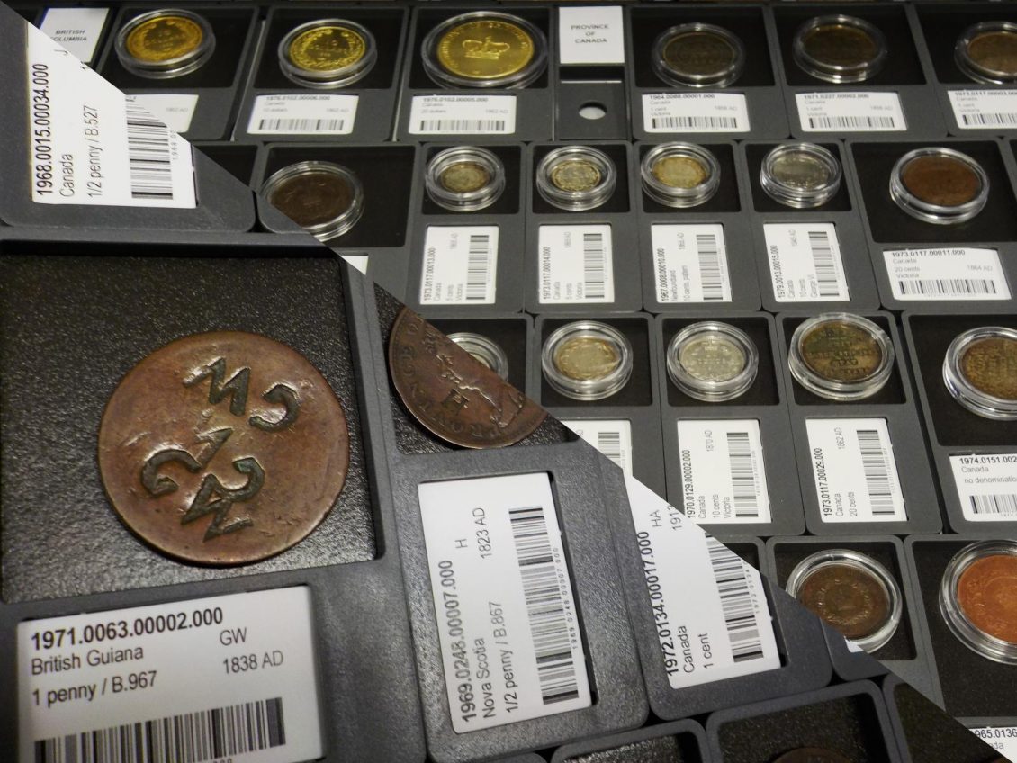 Each of our coins is stored in a plastic capsule or a tray lined with polyethylene foam. They are kept in metal cabinets in a climate-controlled space with air filters to absorb pollutants. Source: Bank of Canada Museum