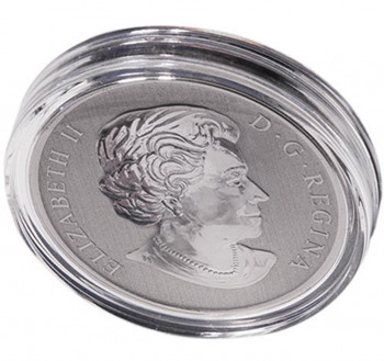 Coin, silver, inside tight-fitting, clear, round case