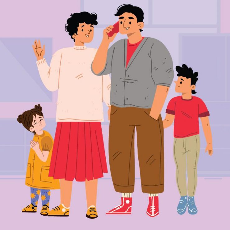 A Latino family, a mother, father, a teenage boy and a younger daughter.