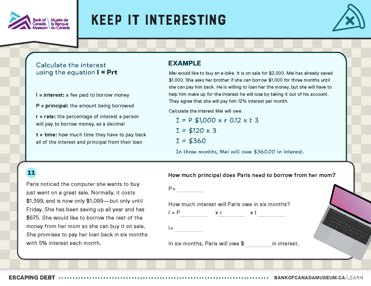 Four worksheets with math problems.