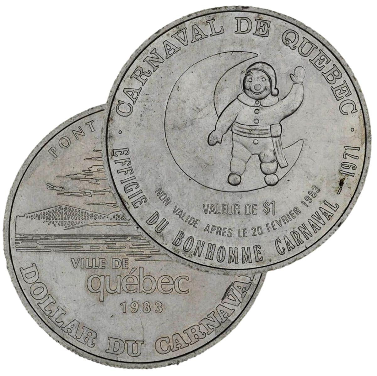 Souvenir token Token, round, both sides, a waving snowman on the face with a view of a bridge on the reverse.